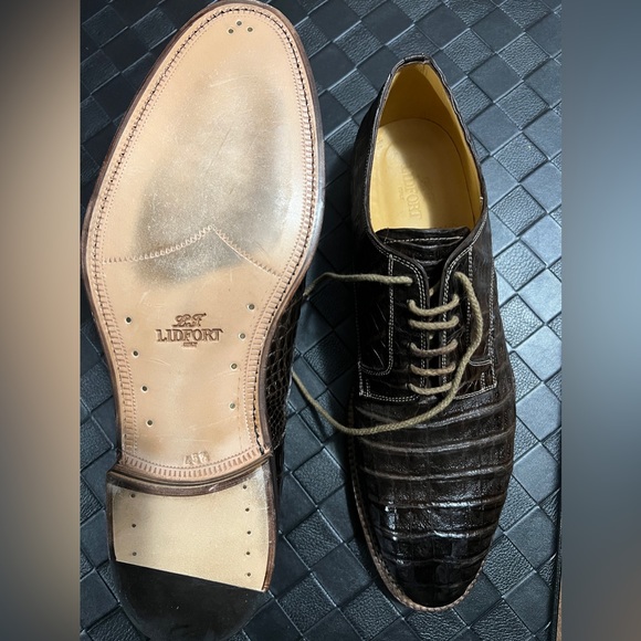 Hand made Italian brown leather skin,size 11.5, lace shoe. - Picture 2 of 6